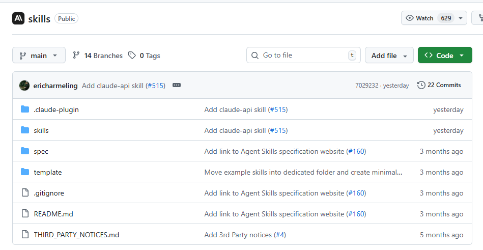 Anthropic's public skills repository on GitHub